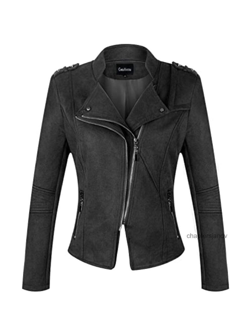 Faux Leather Asymmetric Zip Cropped Moto Jacket